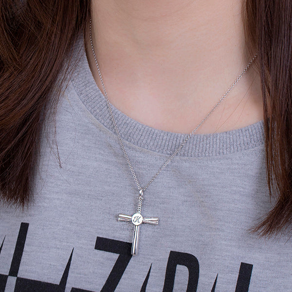 Baseball Cross Necklace Personalized Sterling Silver
