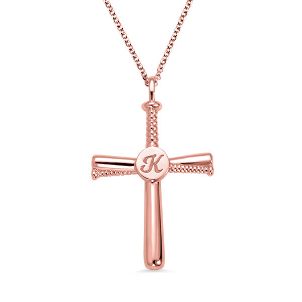 Baseball Cross Necklace Personalized Sterling Silver