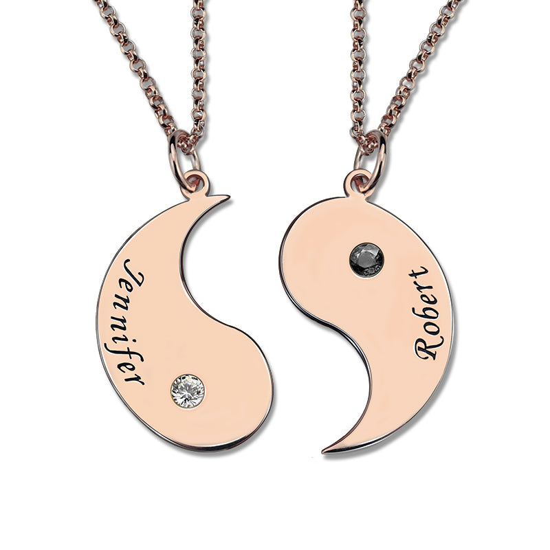 Best Friends BFF Yin Yang Necklaces Engraved Set of 2