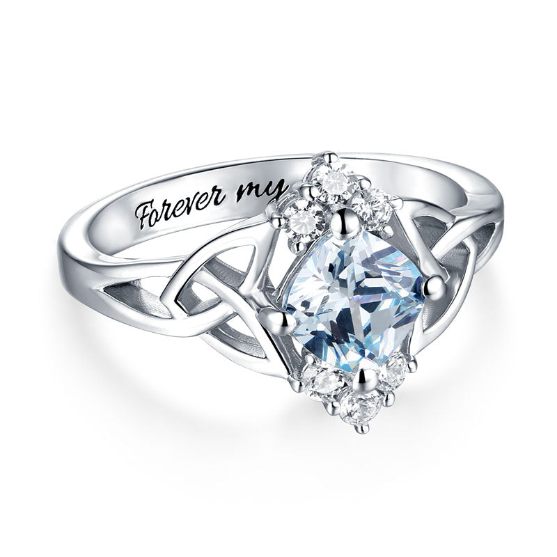 Celtic Band Birthstone Ring Engraved Sterling Silver