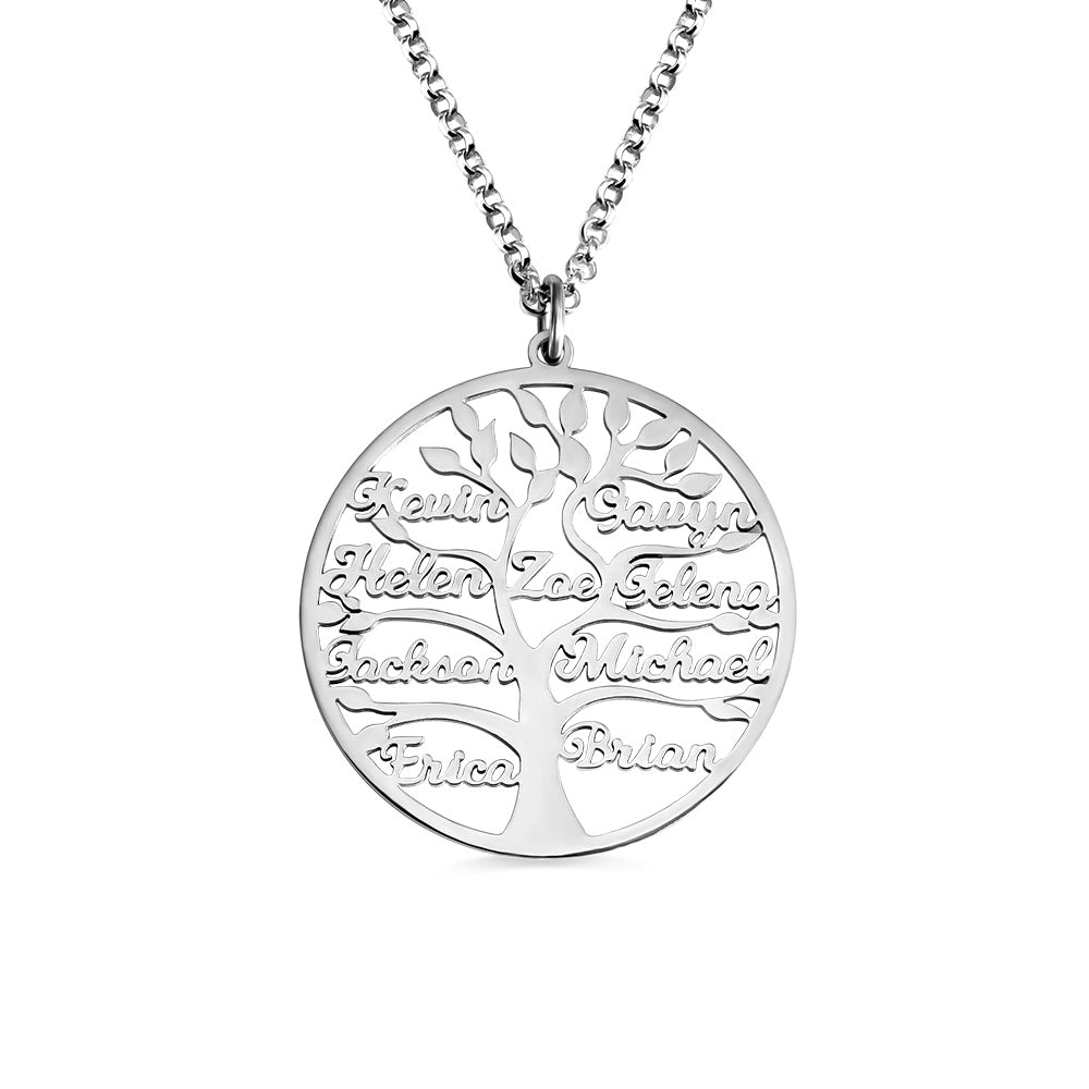 Family Tree Names Necklace Stainless Steel Personalized 1-9 Names