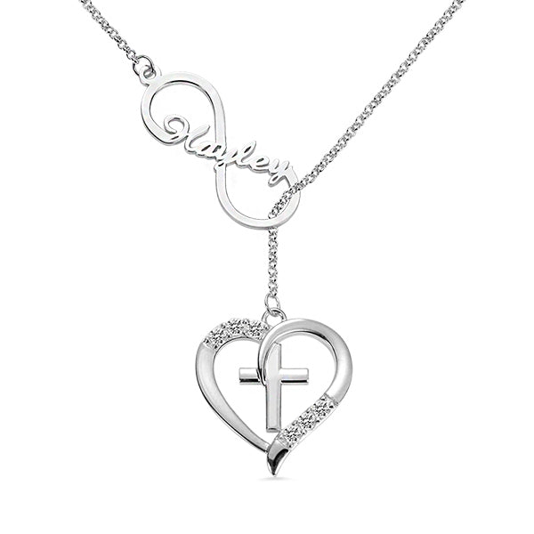 Infinity Heart Cross Name Necklace Personalized
