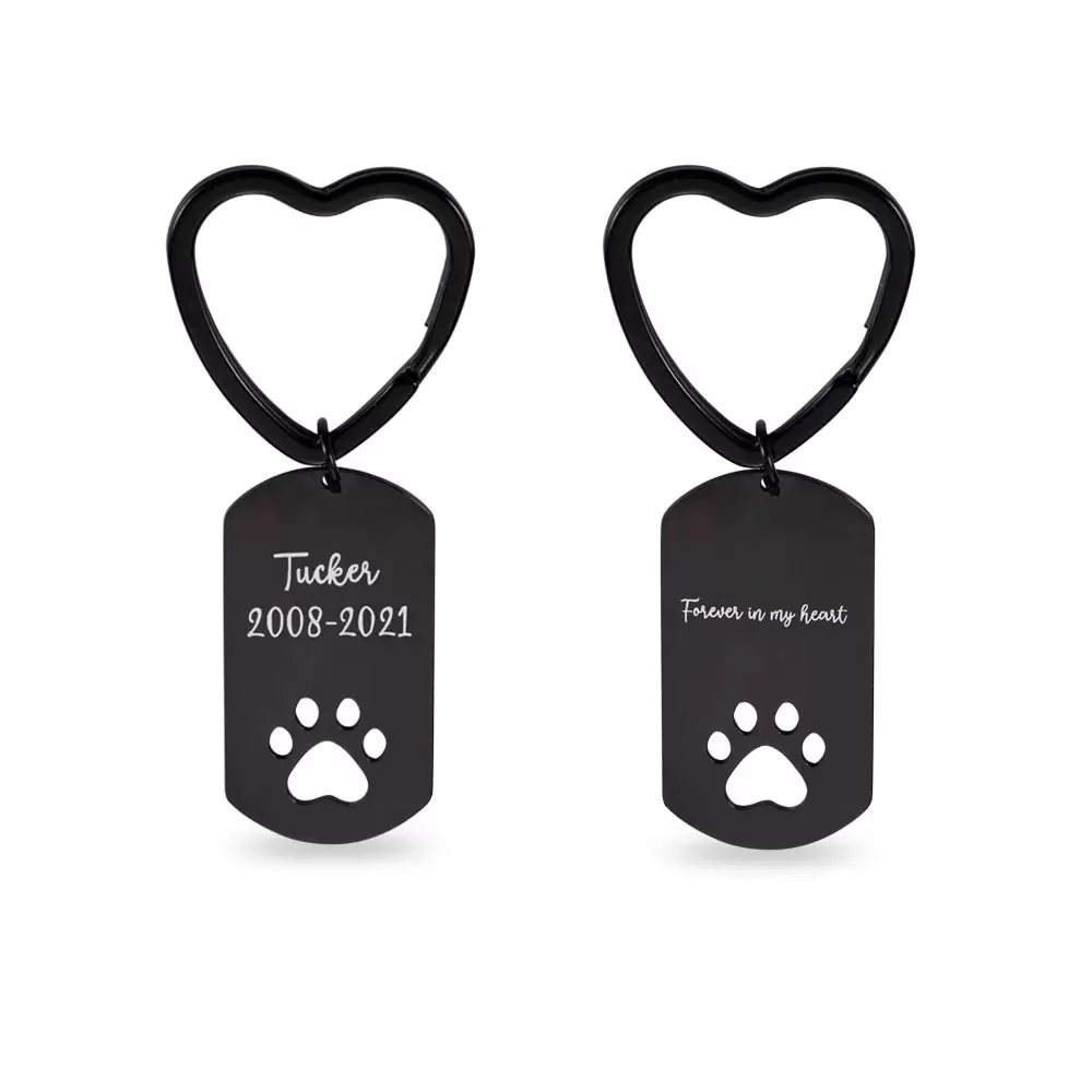 Dog Tag Paw Keychain Customized Engraved