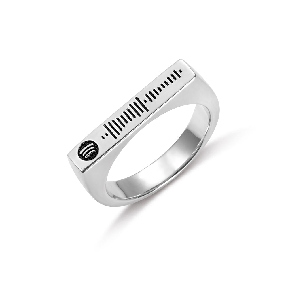 Personalized Scannable Spotify Code Name Stacking Ring Sterling Silver