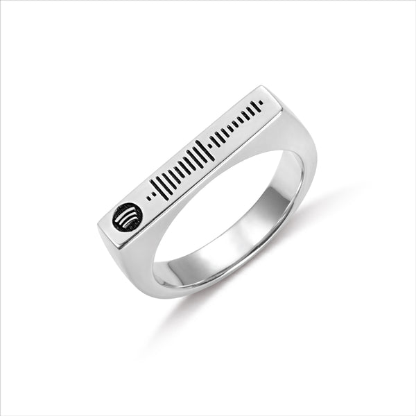 Personalized Scannable Spotify Code Name Stacking Ring Sterling Silver