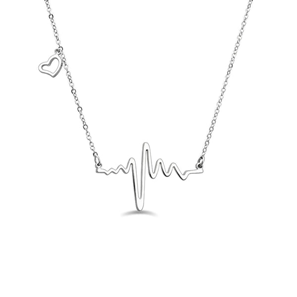 Heart Beat Necklace Sterling Silver 925 16"+2"
