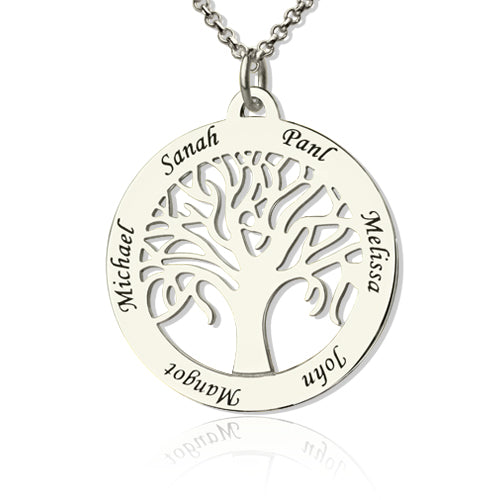 Tree Of Life Necklace Engraved with 6 Names in 925 Silver