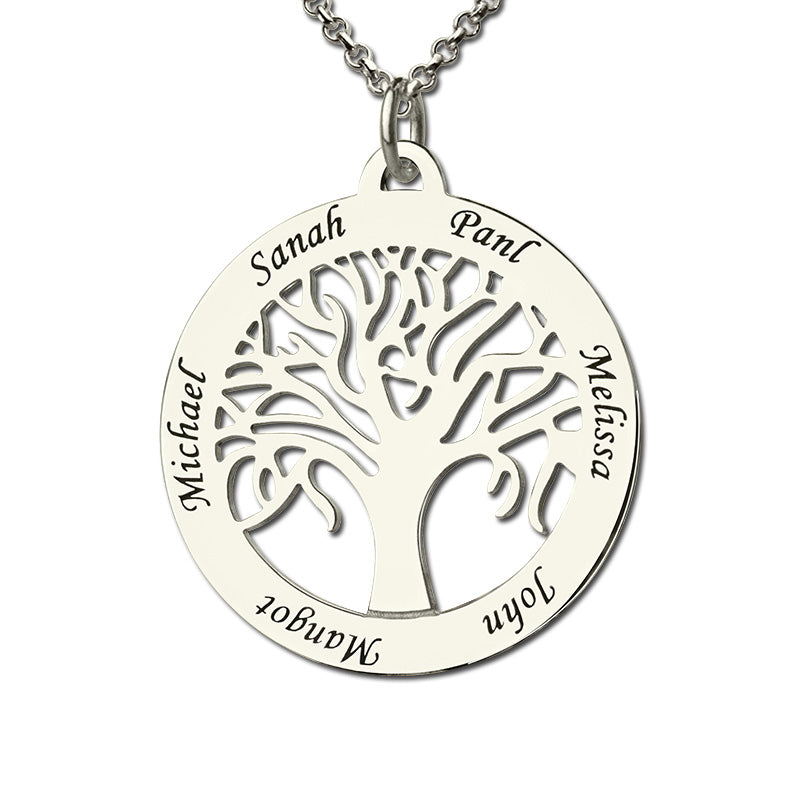 Tree Of Life Necklace Engraved with 6 Names in 925 Silver