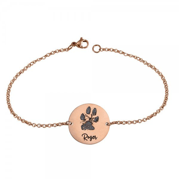 Dog Paw Round Charm Bracelet Custom 925 Sterling Silver