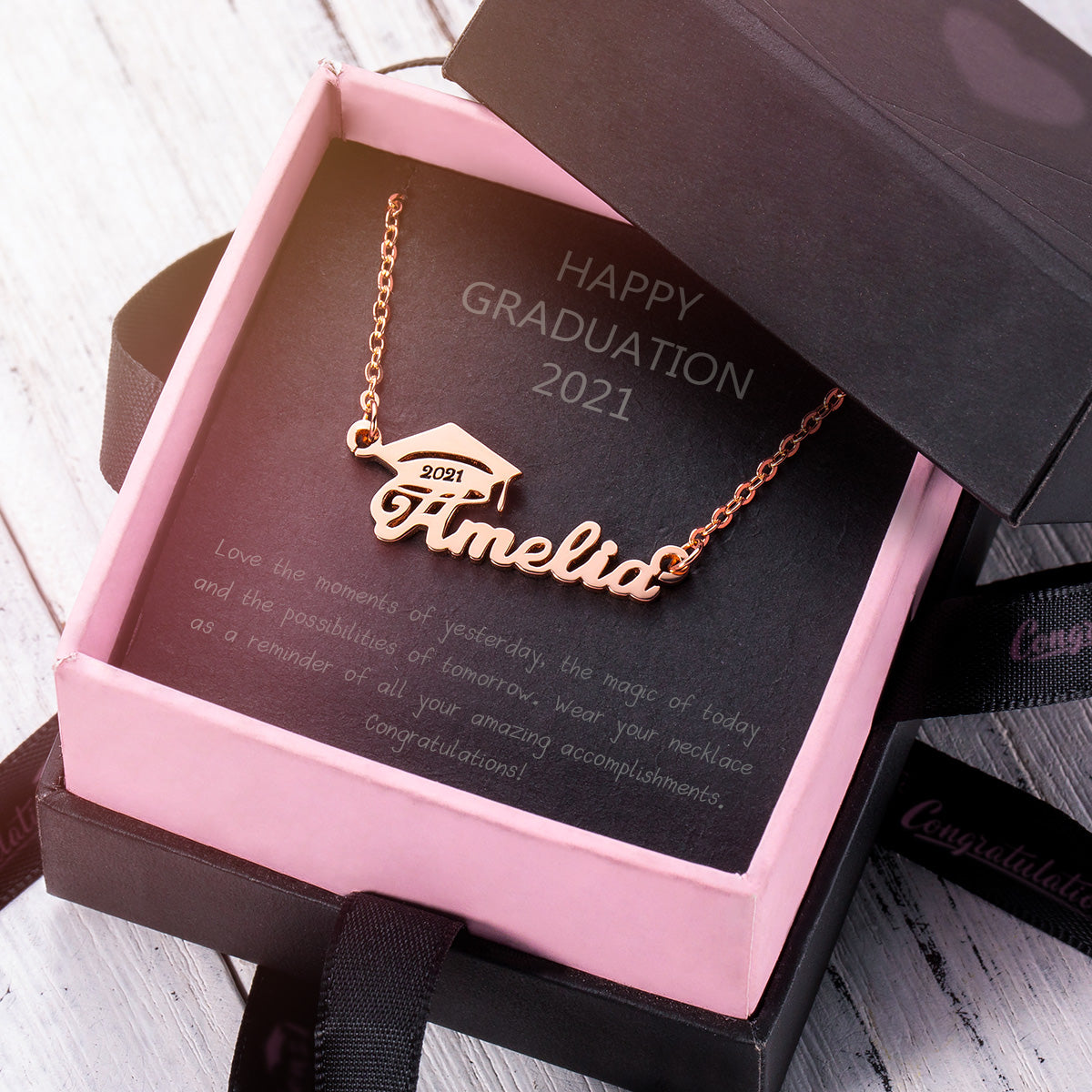 Bachelor Cap Name Necklace Personalized Graduation Gifts