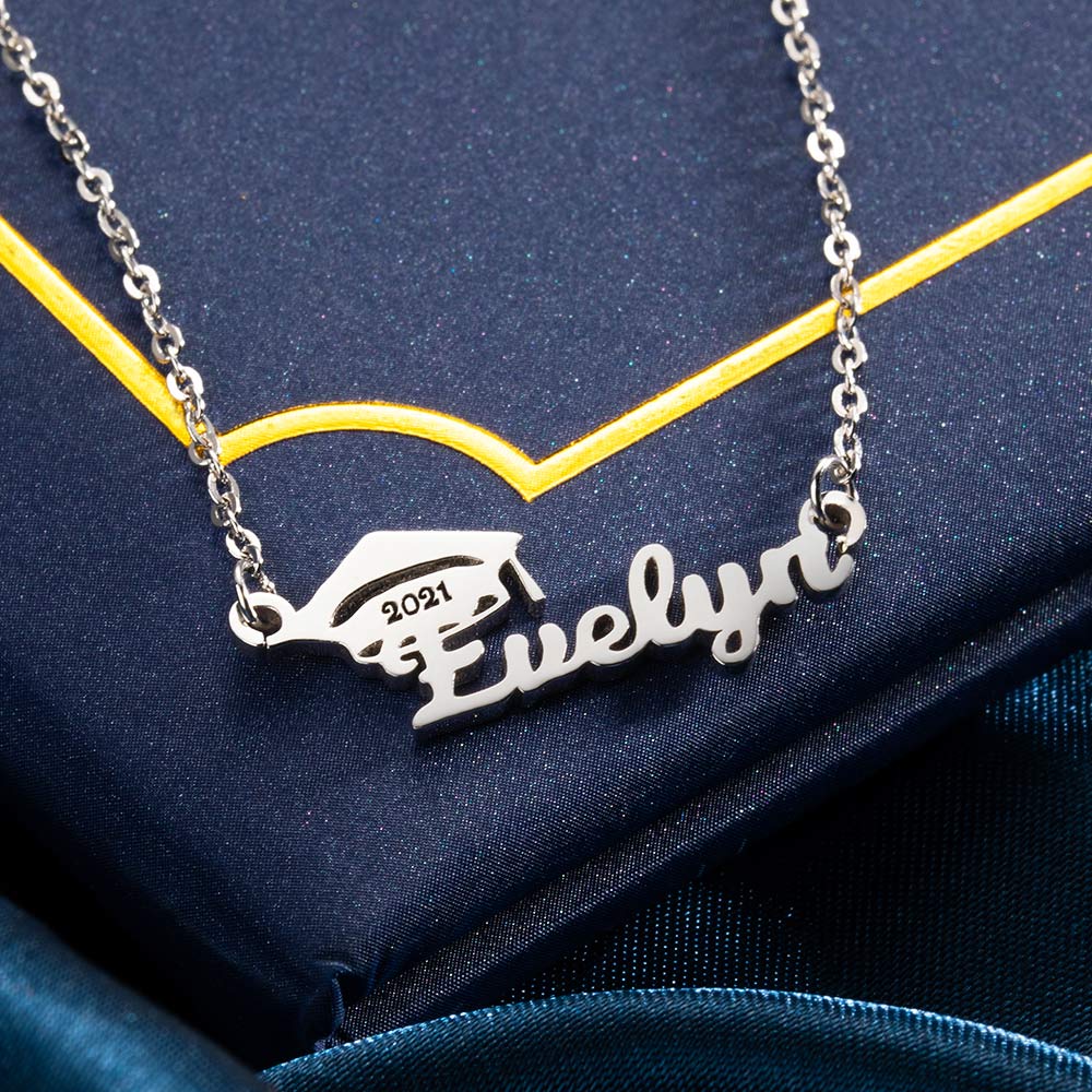 Bachelor Cap Name Necklace Personalized Graduation Gifts