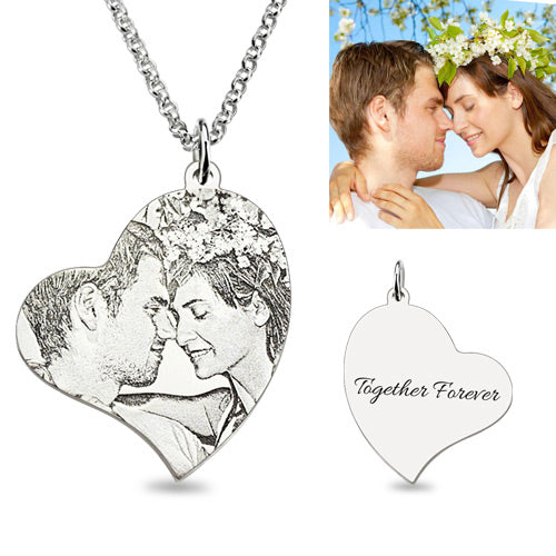 Photo Necklace Memorial Charm Heart in Sterling Silver