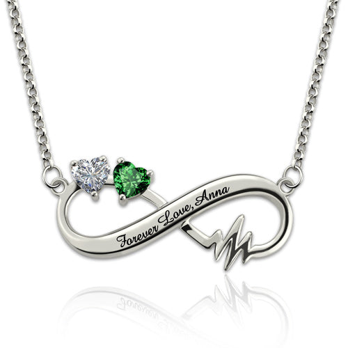 Silver Heartbeat Infinity Necklace
