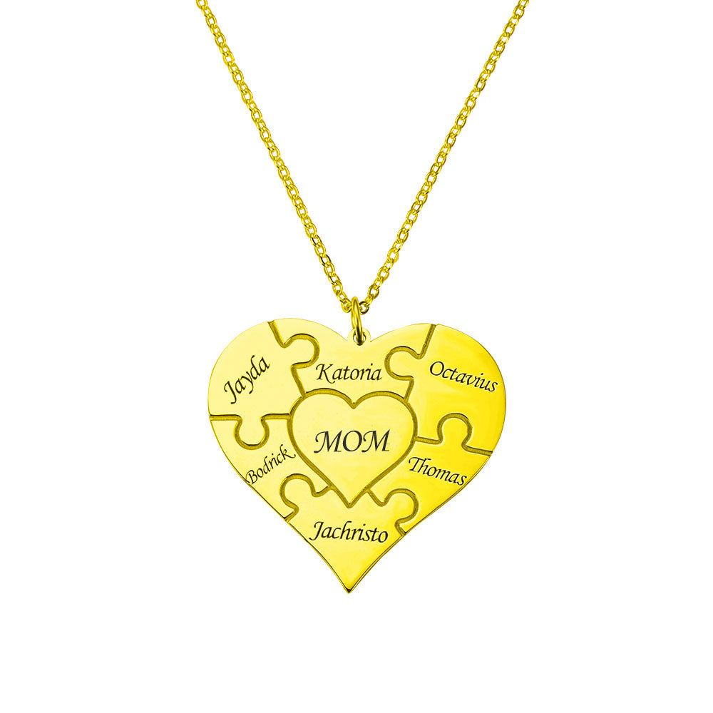 Heart Puzzle Necklace Personalized Silver