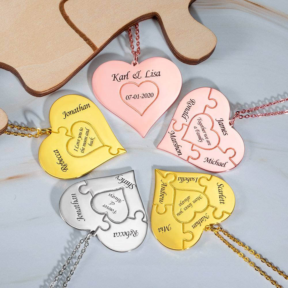 Heart Puzzle Necklace Personalized Silver