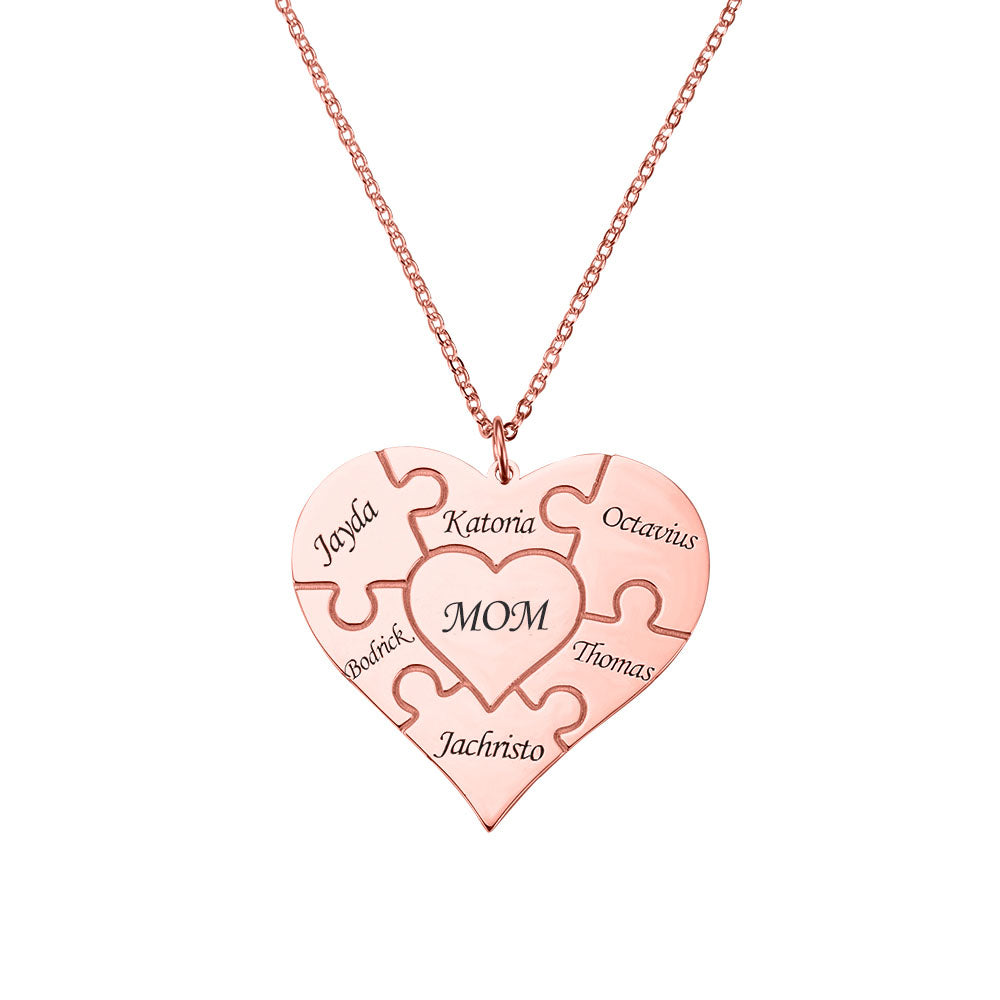 Heart Puzzle Necklace Personalized