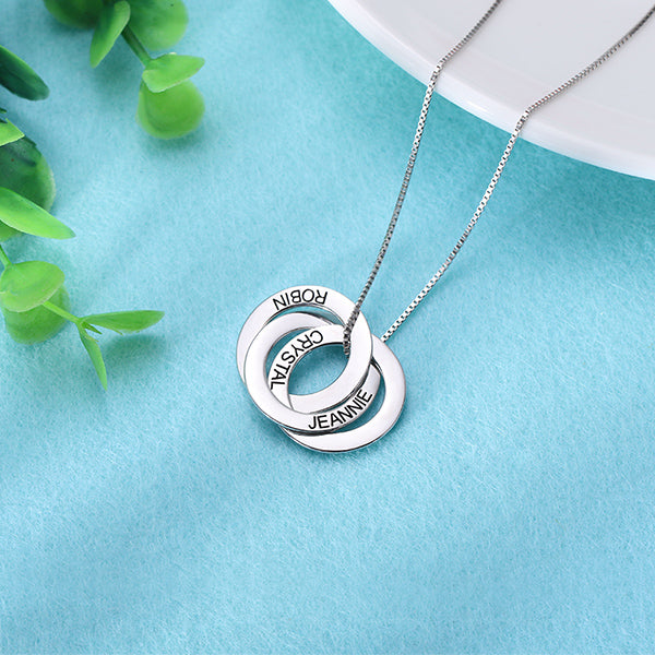 Russian Ring Necklace Engraved 925 Sterling Silver