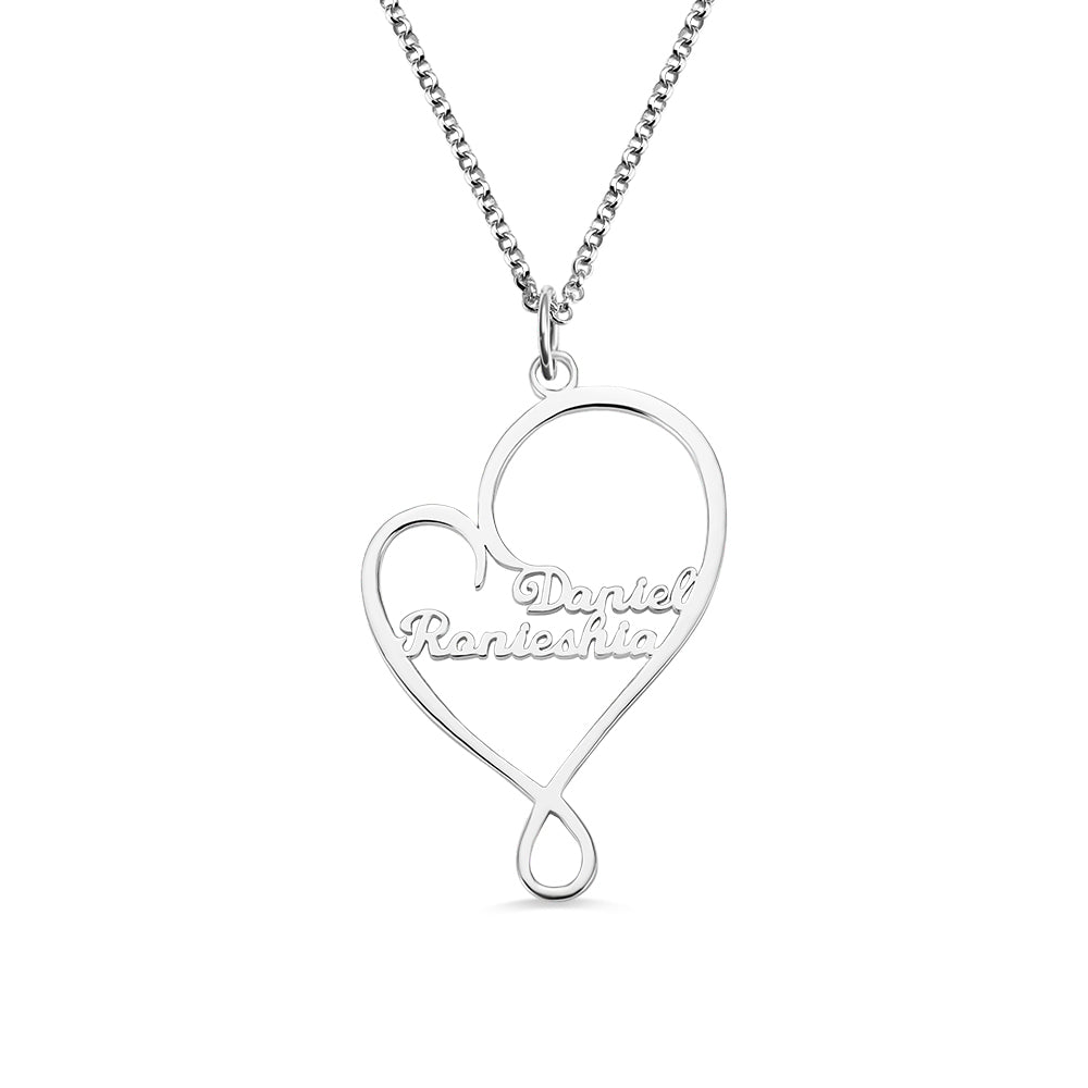 Heart and Hug Family Names Necklace