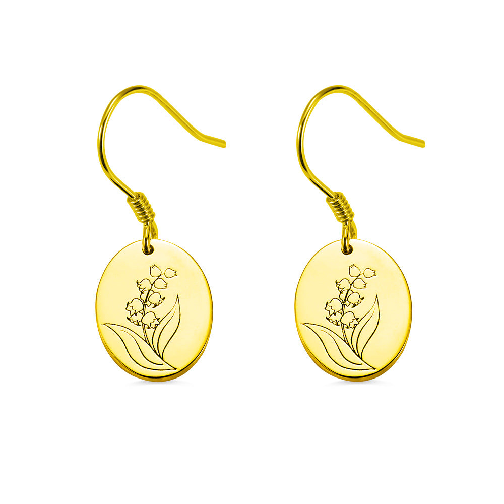 Birth Flower Earrings Engraved