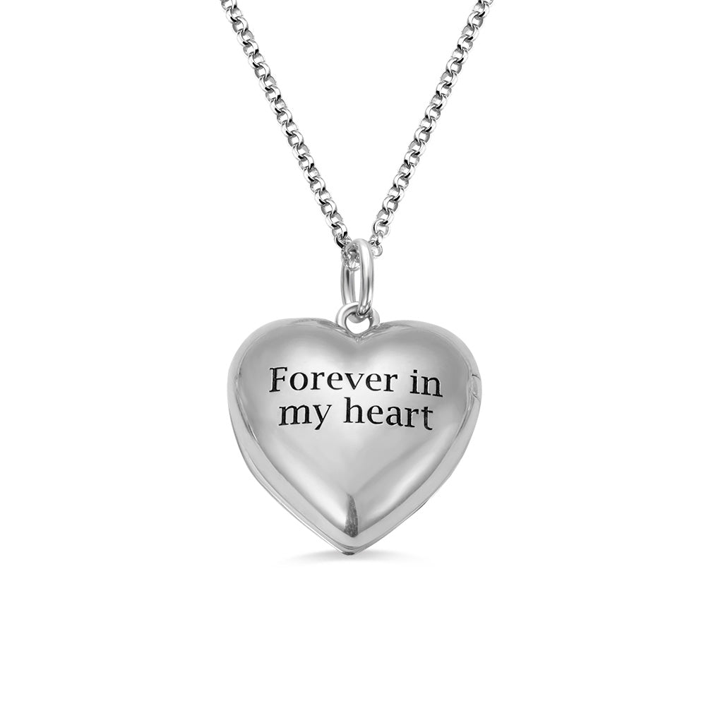 Heart Photo Necklace with Engraving Sterling Silver