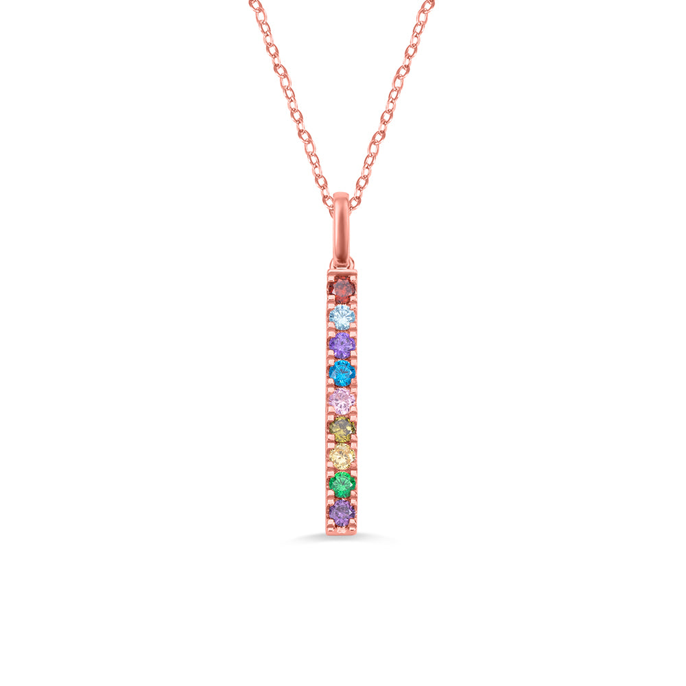 Bar Necklace Birthstones Personalized 925 Silver
