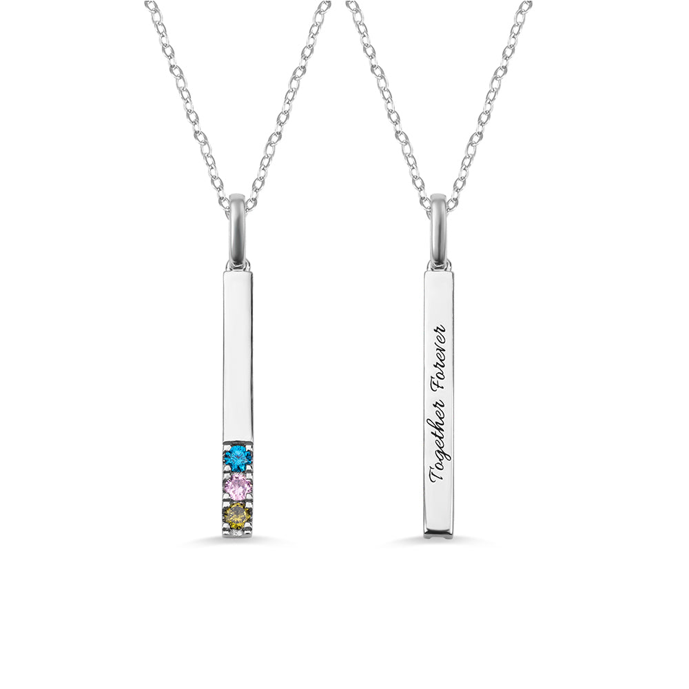 Bar Necklace Birthstones Personalized 925 Silver