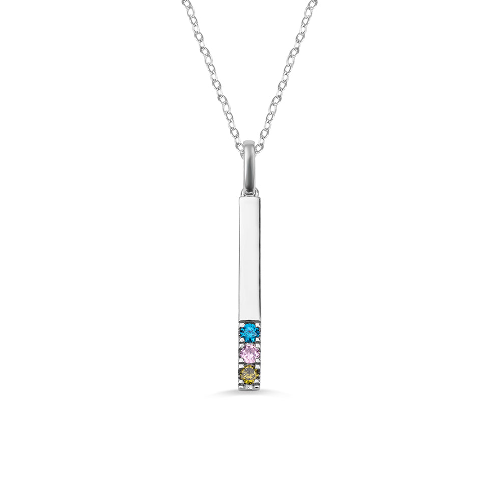 Bar Necklace Birthstones Personalized 925 Silver