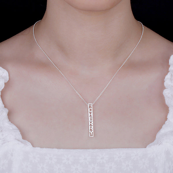 3D Bar Necklace Personalized In 925 Silver