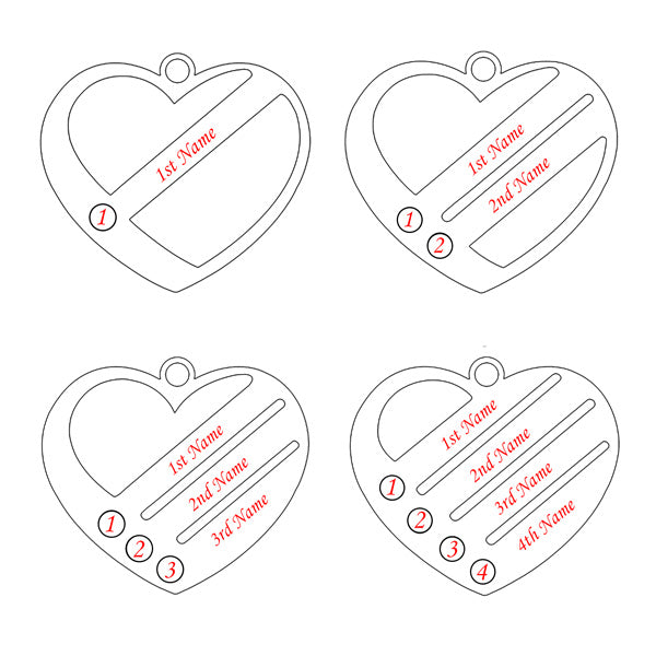 1-4 Names & Birthstones Heart Pendant Necklace Gift Set