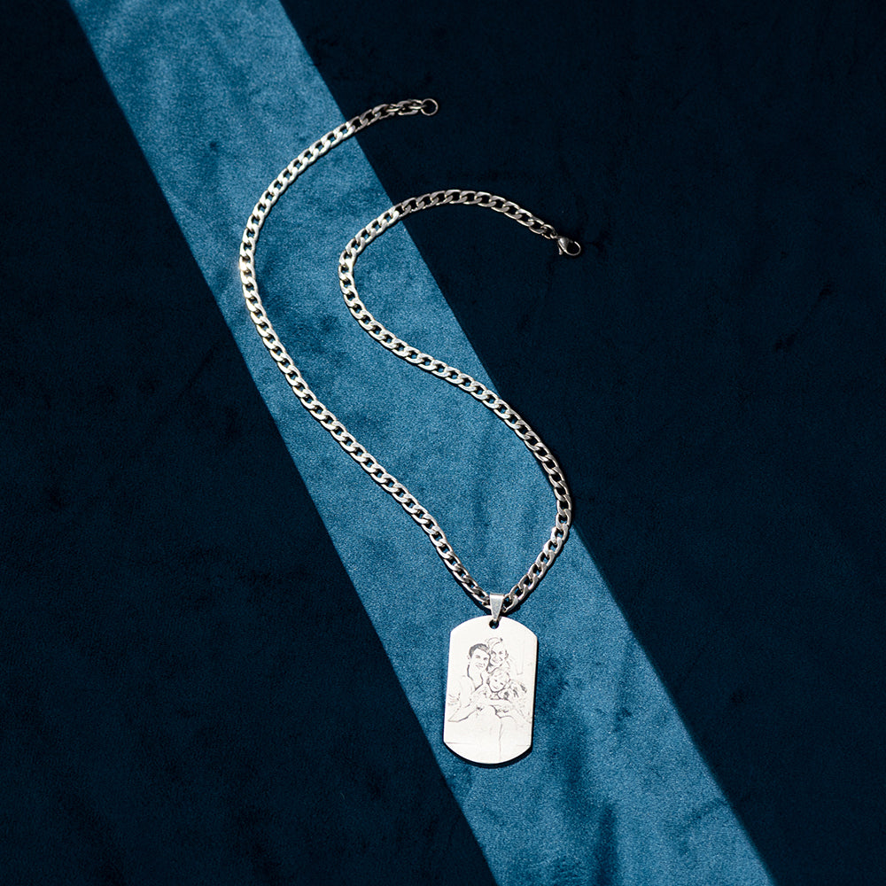 Titanium Steel Photo Engraved Necklace