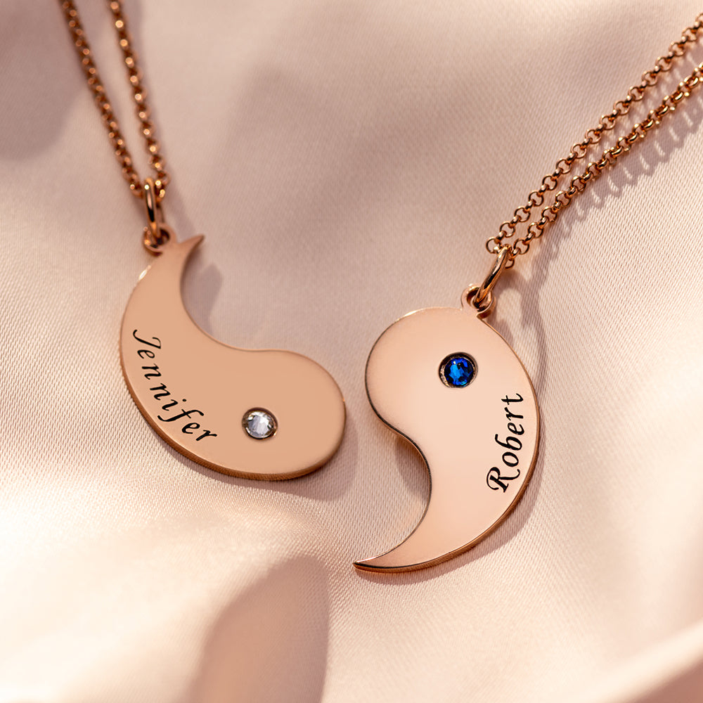 Best Friends BFF Yin Yang Necklaces Engraved Set of 2