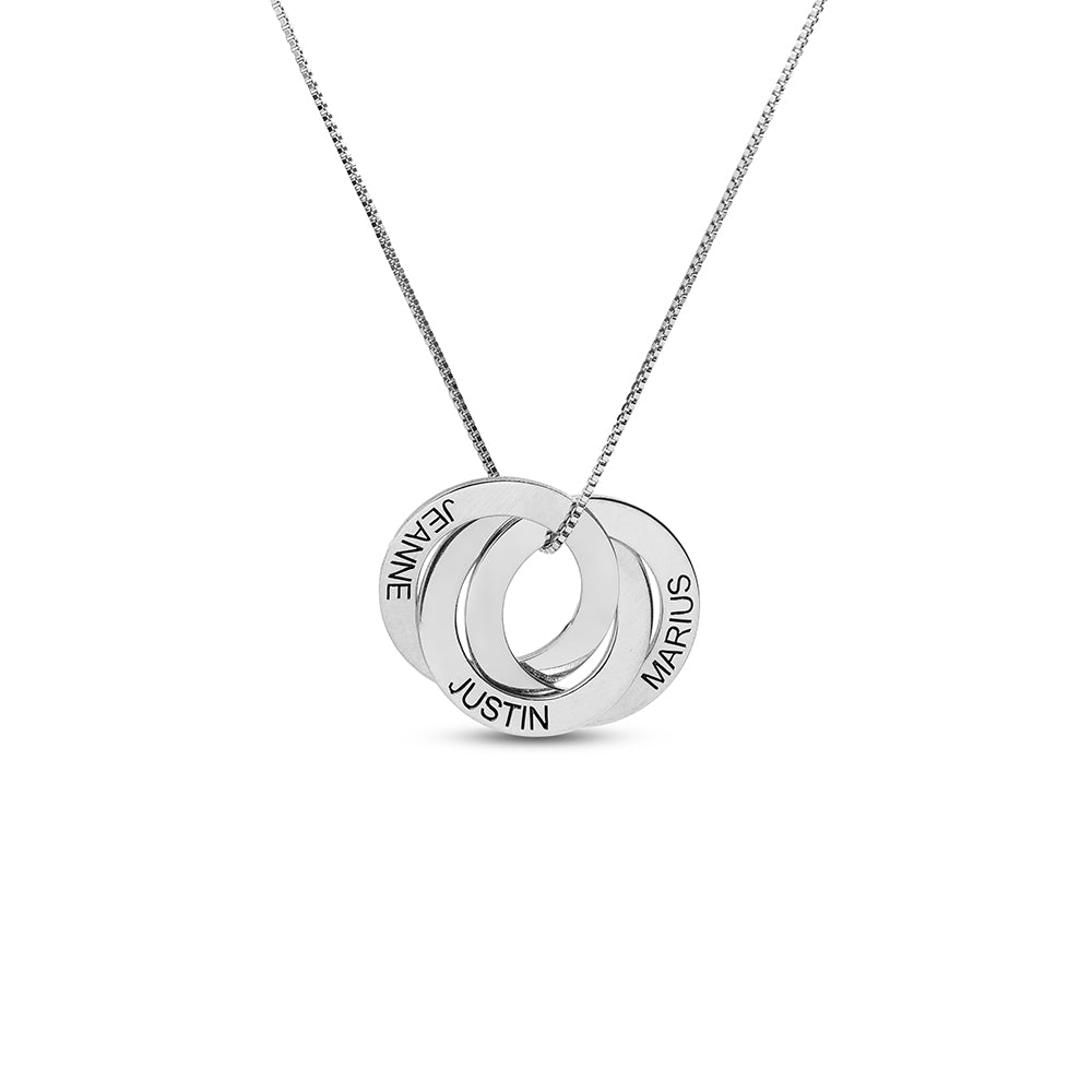 Russian Rings Necklace Engraved Sterling Silver