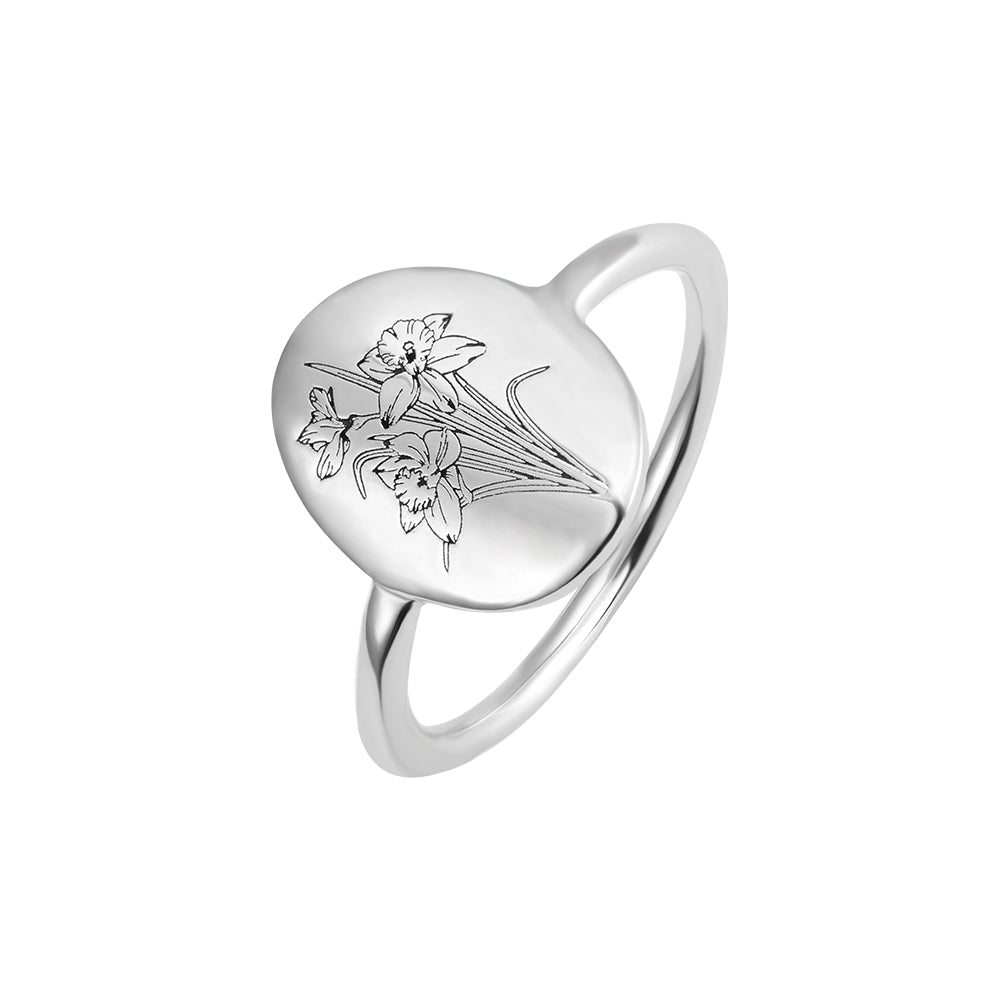 Silver Birth Flower Ring