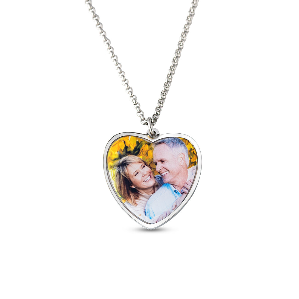 Heart Shape Photo Necklace Stainless Steel
