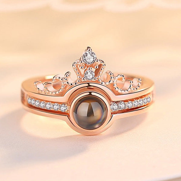 100 Languages Love Crown Photo Projection Ring Set