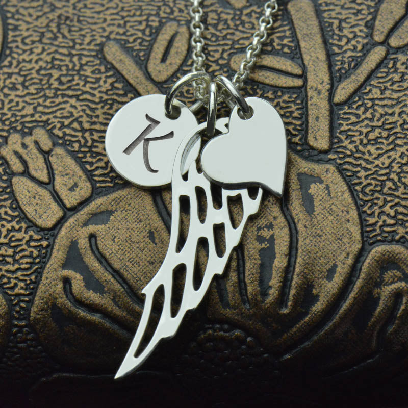 Angel Wing Necklace Sterling Silver Personalized