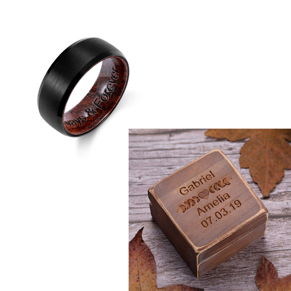 Black Ironwood Ring Engraved Gift Set
