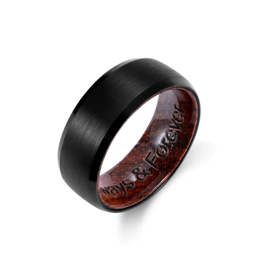Black Ironwood Ring Engraved Gift Set