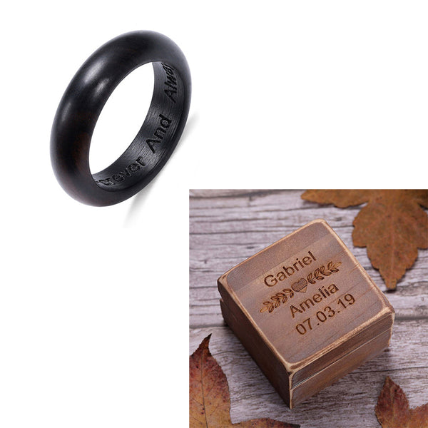 Black Ebony Ring Engraved Gift Set