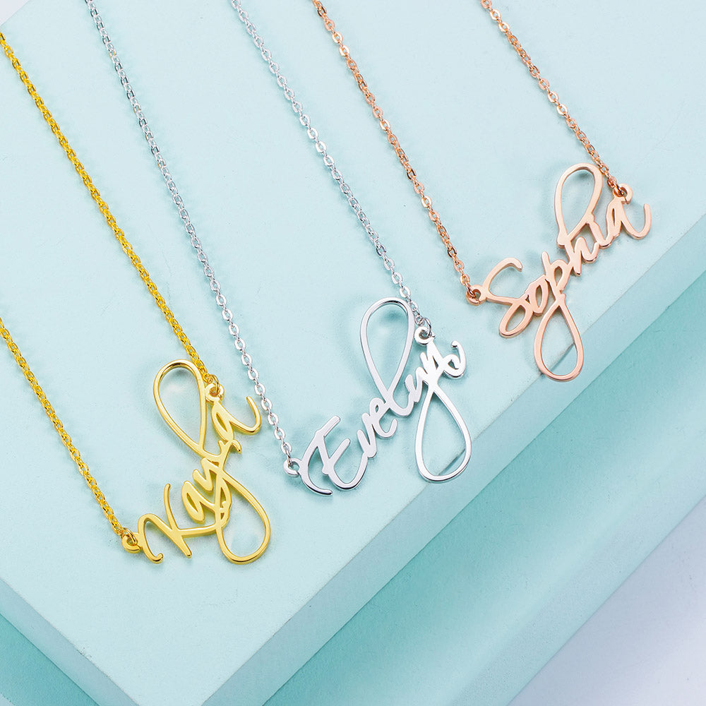 Calligraphy Name Necklace Personalized 925 Silver