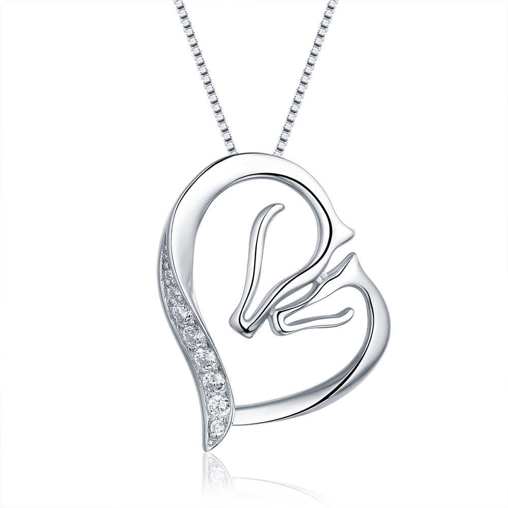 Mother Horse And Baby Horse Necklace 925 Sterling Silver