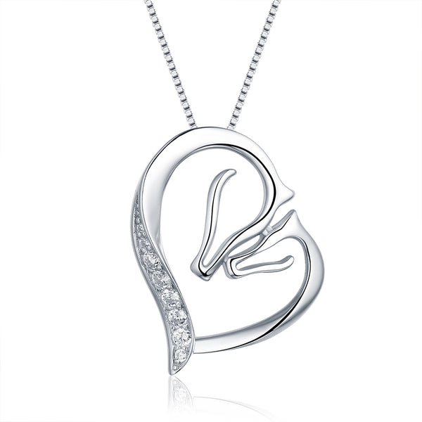 Mother Horse And Baby Horse Necklace 925 Sterling Silver
