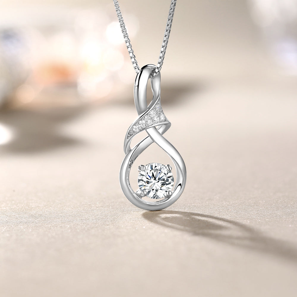 Infinity Birthstone Necklace In Silver Customizable
