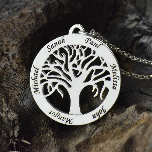 Tree Of Life Necklace Engraved with 6 Names in 925 Silver