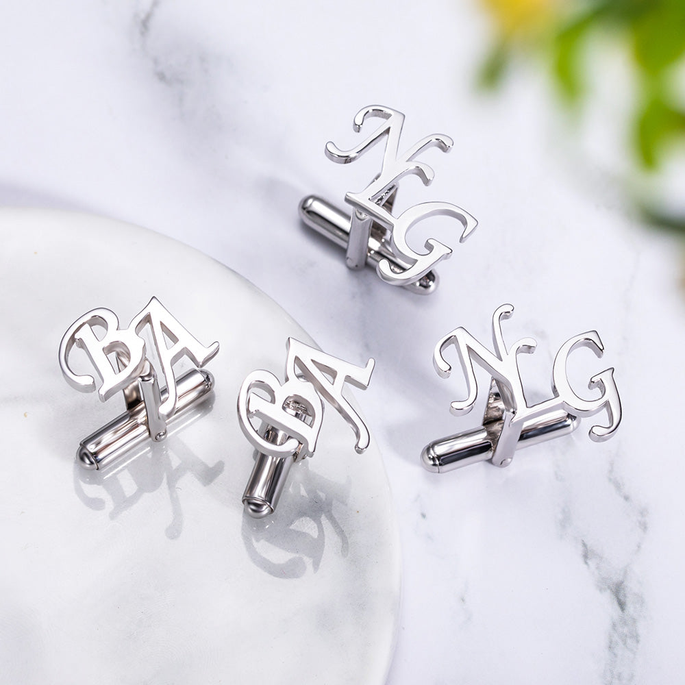 Letter Name Cufflinks Personalized Stainless Steel