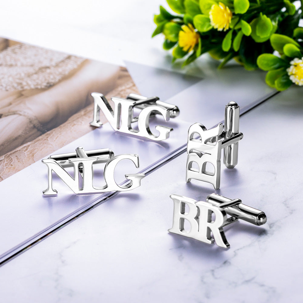 Letter Name Cufflinks Personalized Stainless Steel