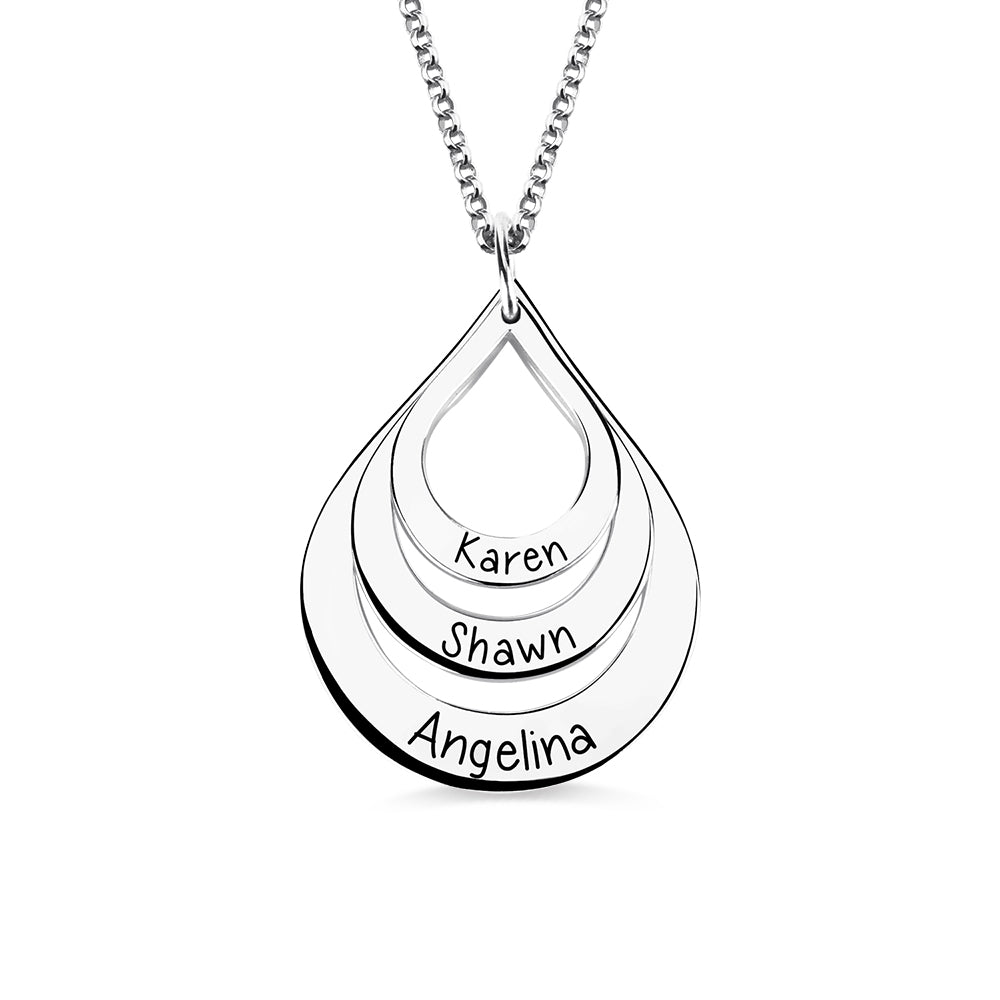 Nesting Ring Drops 3 Names Necklace Sterling Silver