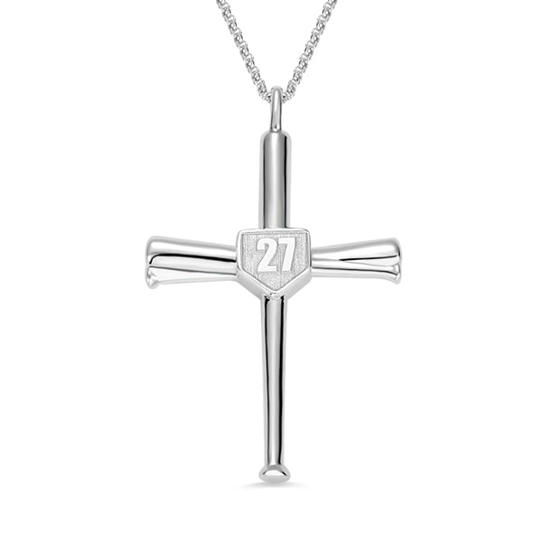Baseball Softball Cross Necklace Engraved