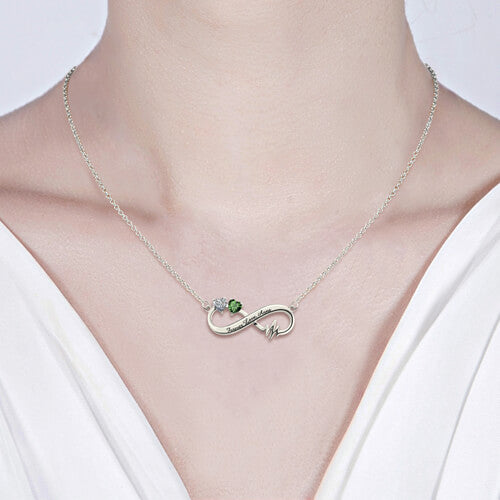 Heartbeat Infinity Necklace With Birthstones