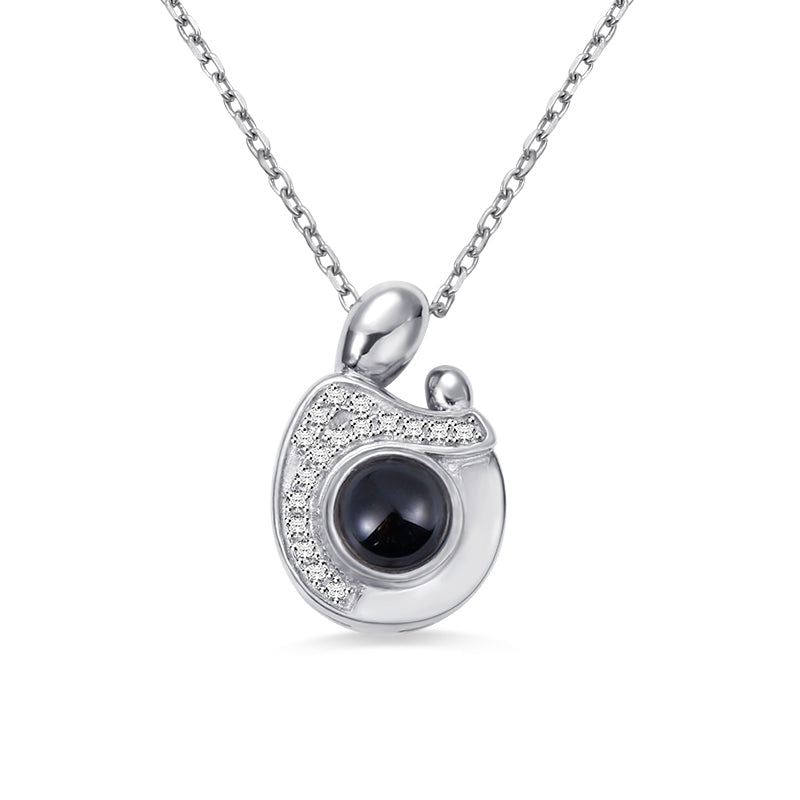 Mother Child Photo Projection Necklace in 925 Silver